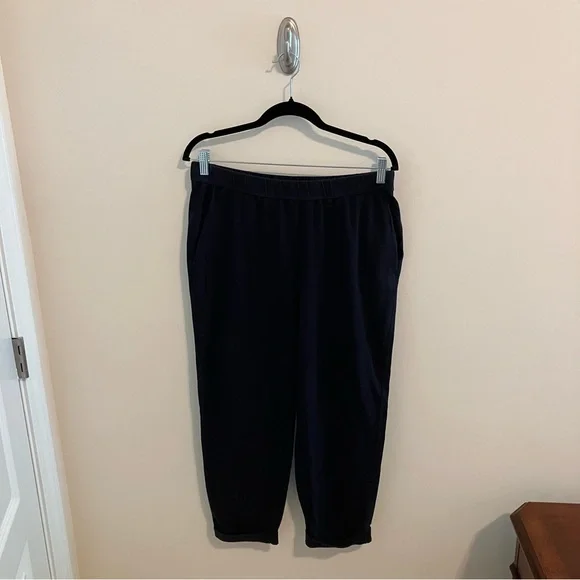 Eileen Fisher Organic Cotton Jersey Cuffed Pants in Navy Blue Medium - Picture 2 of 12